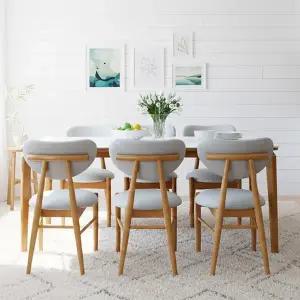 [신세계라이브쇼핑]루키 원목프레임 세라믹6인 식탁+의자6개 TR6031R (착불)