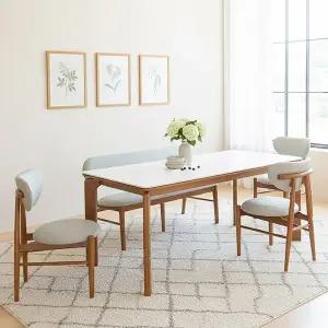 [신세계라이브쇼핑]세라믹 원목프레임 6인식탁식탁+의자3개+벤치1개 TR6008R (착불)