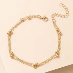 여성 슬림 레이어드 골드 고급 두줄 체인 샤이닝 팔찌