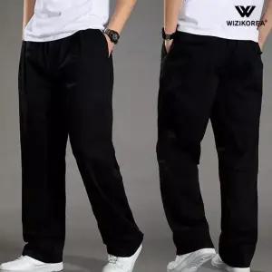 남성 밴딩 스트링 일자 팬츠 루즈핏 봄 가을 빅사이즈 면팬츠 WI241PN