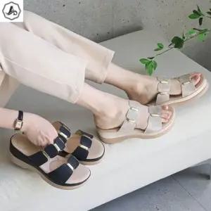 [애슬릿] 통굽 슬리퍼 골드 쿠션 발편한 키높이 3cm