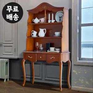 [벤티스가구]메이 마호가니 원목 엔틱 진열 주방 수납장 진열장 상부장 하부장 고급 부엌 진열장