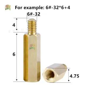 호환 10pcs 스레드 6  -32LC mm 육각 황동 스탠드 받침대오프 스페이서 나사 기둥 PCB 컴퓨터 PC 마더보드