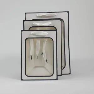 화이트톤 투명 세로 직사각쇼핑백 종이가방 소