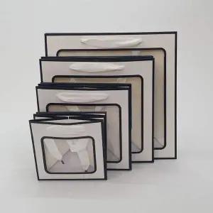 화이트톤 투명 정사각쇼핑백 종이가방 중