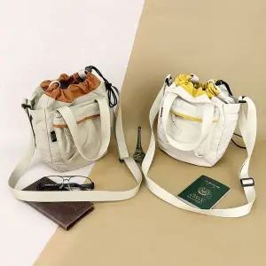 캐주얼 배색 포인트 앞포켓 토트 크로스백URB B2641