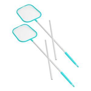 토드모미 2pcs 수영장 청소망 미세 메쉬 5섹션 망원 야외 효율적인 스키머 연못 그물