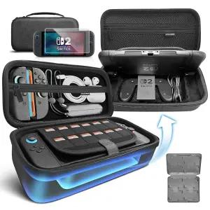 닌텐도 스위치 2용 에이스게이머 대용량 휴대용 케이스 (2025) - 화면 보호기 포함 3 in 1 액세서리 번들