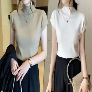 반목 캡소매 여성 상의 데일리 반팔티 니트 4색 여름