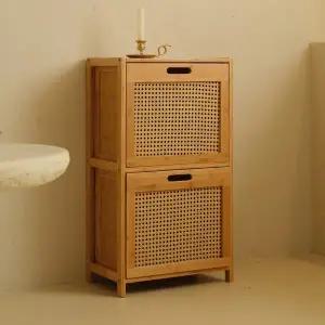 [신세계라이브쇼핑]동서가구 밤부 대나무 라탄 2단 수납장 DF927288