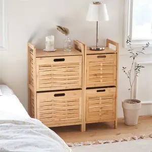 [신세계라이브쇼핑]동서가구 밤부 대나무 2단 수납장 DF927287