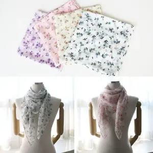 들꽃 아사면 거즈 스카프 목도리 여름 봄 여성 여자 롱 손수건 중년