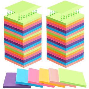 KAJAIA 24개의 메모, 메모 다채로운 접착 색상, 전체 스틱 패드, 6가지 스티커 용품, 회의 사무실, 3인치)) X 셀프 80장/패드(7.6 스쿨 패드 홈 파스텔 7.6CM(3
