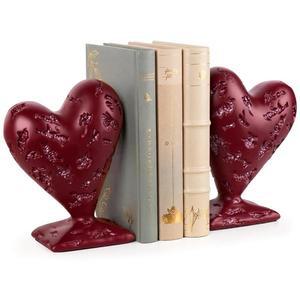 MXARLTR 하트 선반용 엔드, 모양 로맨틱 홈 오피스 (레드) 북 장식용 세트, 북엔드 2개 및 디자인 스토퍼 조각적인