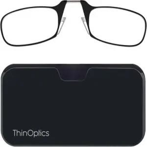 ThinOptics 남녀 공용 독서 안경 + 블랙 유니버설 포드 케이스 프레임 2.00 강도 리더 / 44mm