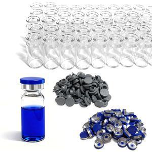 GDNCBM 10ML 스토퍼가 헤드스페이스 20MM 고무 바이알 투명 평평한 있는 알루미늄 플라스틱 플립 유리 실험실 바닥 바이알: 캡과 500개