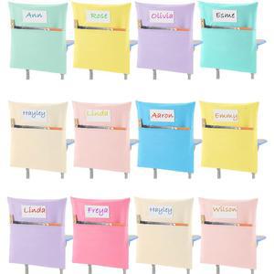 SANWUTA 24팩 포켓, 의자백 교실 가정용(마카롱 유치원 가방, 색상) 이름 학생, 책 포함, 의자 38.1CM(15인치) 보관 슬롯 의자용 초등학교