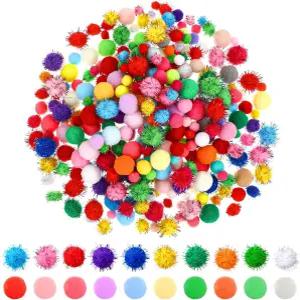 Ouligay 360 PCS 미니 폼 공예용 모듬 폼폼 다양한 크기의 컬러 퍼프 볼 DIY 및 학교 활동에 이상적입니다.
