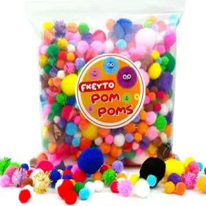 공예용 폼폼 500개 밝고 대담한 모듬 색상의 예술 및 공예 장식용 정렬 크기