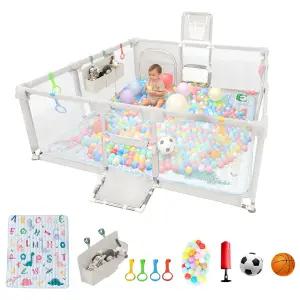 영용 플레이펜 73인치 x71인치 용 매트 실내외 통기성 오션볼 걸이 포켓 농구 후프 및 축구 골 (매트 포함