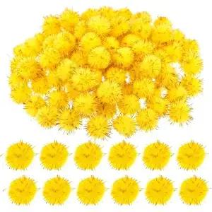 공예용 200 PCS 골드 글리터 폼 1.5cm 반짝이 플러피 퍼지 볼 DIY 작은 원형 틴셀 크리스마스 장식