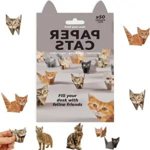 DIY 종이 고양이 종이접기 키트 - 귀여운 인형을 접을 수 있는 50매 재미있는 공예 활동 창의적인 동물