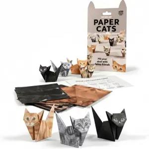 BQUFQ 종이 고양이 종이접기 키트 - 50매 미리 인쇄된 DIY 어두운 눈에서 빛나는 쉬운 접이식 스탠딩