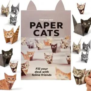 DIY 오리가미 종이 고양이 - 귀여운 인형 책상 장식 개와 애호가를 위한 창의적인 선물 50매 (고양이)