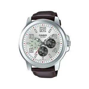 카시오 MTP-X300L-7A 빅사이즈 아날로그 남성 가죽 시계 드레스 워치