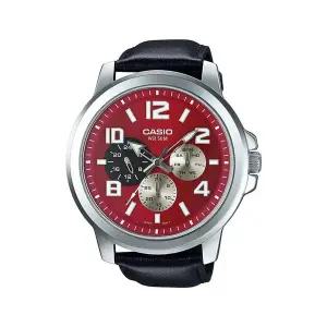 카시오 MTP-X300L-4A 빅사이즈 아날로그 남성 가죽 시계 드레스 워치