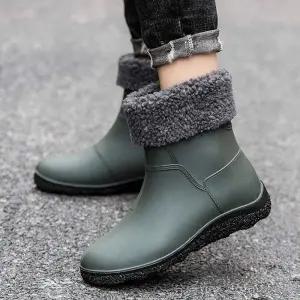 [에이치플러스몰]남성 융털 안감 탈부착 데일리 레인부츠 방한 장화 TAIN14N