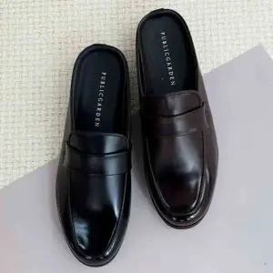 남성 가죽 뮬 블로퍼 여름 슬리퍼 샌들 구두 3cm