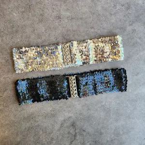 반짝이 폭 7cm 스팽글 와이드 벨트