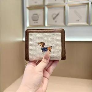 여성 패브릭 귀여운 강아지 캐릭터 카드지갑 반지갑 손지갑