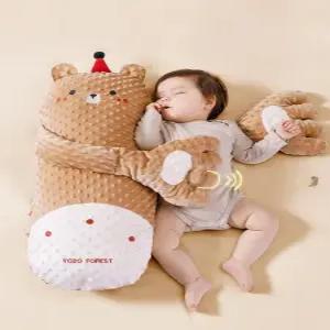 아기재우는인형 곰돌이 수면 신생아 봉제 유도 토닥인형 자동 베개 원통형 안아쿠션 측면 방지