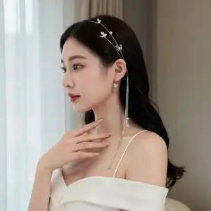 웨딩 신부 헤어밴드 결혼식 머리장식 슬림 진주 머리띠 웨딩촬영