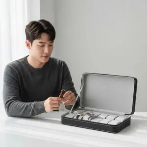 12구 손목시계 보관함 고급 와치 정리 케이스 와인 컬러 진열대