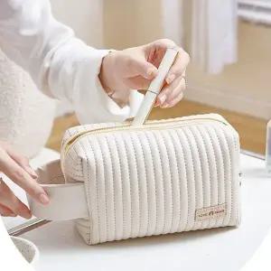 [골드스마일]3컬러 세로 퀼팅패턴 소프트 화장품 휴대 수납파우치