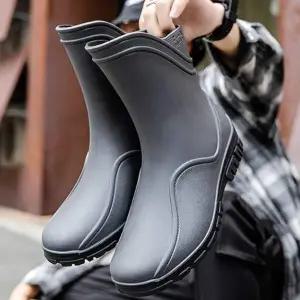 [RIZPICK]남성 캐주얼 부츠 방수 레인슈즈 아웃도어 작업용 캠핑 장화 29N