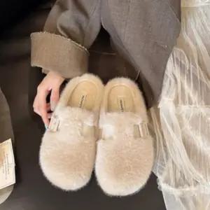 여성 따뜻한 겨울 귀여운 일상 실내외 퍼 슬리퍼