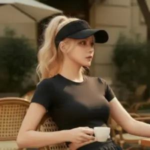 여성 엠보 메쉬 폴리에스터 스포츠 썬캡