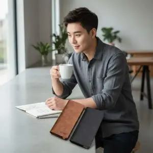 남성 슬림 카드지갑 소가죽 지폐 수납 미니멀 얇은 반지갑 남자