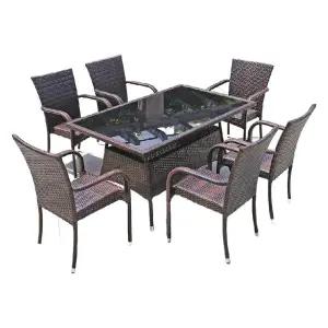 라탄 테이블 세트 강화유리 정원 사각테이블 야외용 팬션 라탄테이블세트 테라스테이블