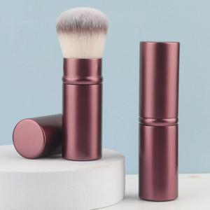 1PC 개폐식 브러쉬 메이크업 파우더 다기능 손잡이가있는 휴대용 블러셔 알루미늄 미니