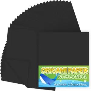 칭찬은행 블랙 오리가미 종이 220개 6x6인치 양면 색상 공예용 키트 키트.