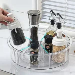 2단 대용량 투명 회전 트레이 주방 화장대 냉장고 다용도 정리함 실용성 만점 필수품