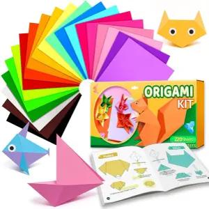 EPPINGWIN 220매 종이접기 종이 20가지 색상의 색종이 6 ×6 정사각형 공예 가이드가 포함된 키트