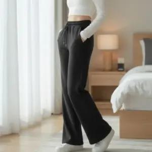 남녀 공용 사계절 면 혼합 플레어 부츠컷 바지