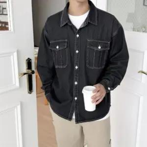 남녀 공용 루즈핏 데님 셔츠 자켓