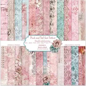 6인치 레트로 핑크 스크랩북 종이 패드 - 24장 양면 미적 디자인 카드 사진 앨범 저널 재료 장식 콜라주